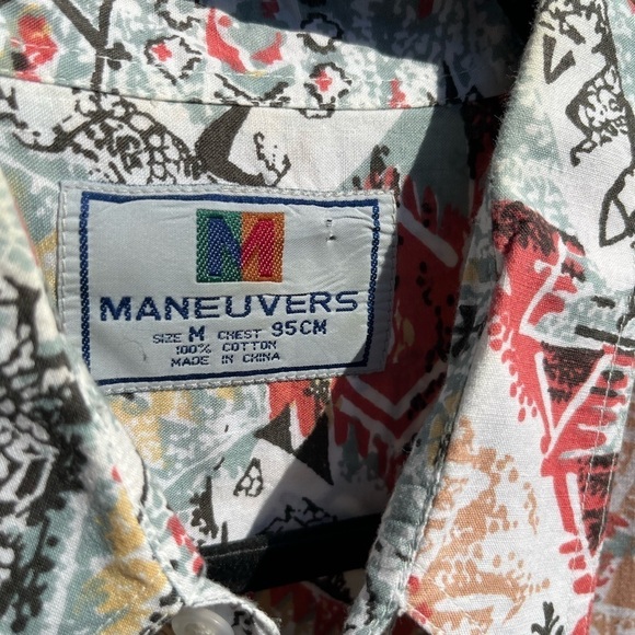 Men's Maneuvers Shirt Multicolor Southwest Button-Down M Cotton Beach Surf TIKI - Picture 7 of 9